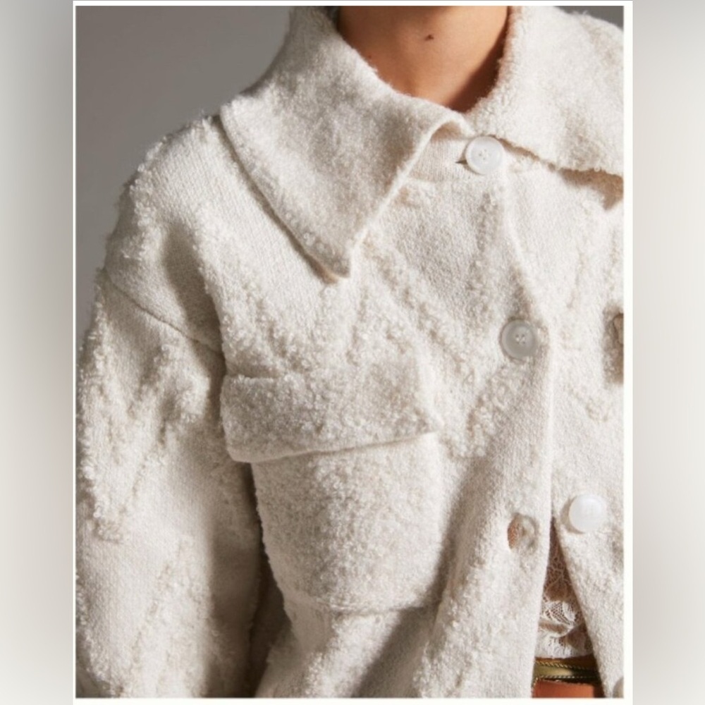 Anthropologie Flat White Sweater Coat S - Picture 3 of 9